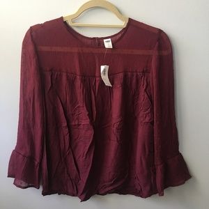 NWT Old Navy Wine Red Bell Sleeve Blouse